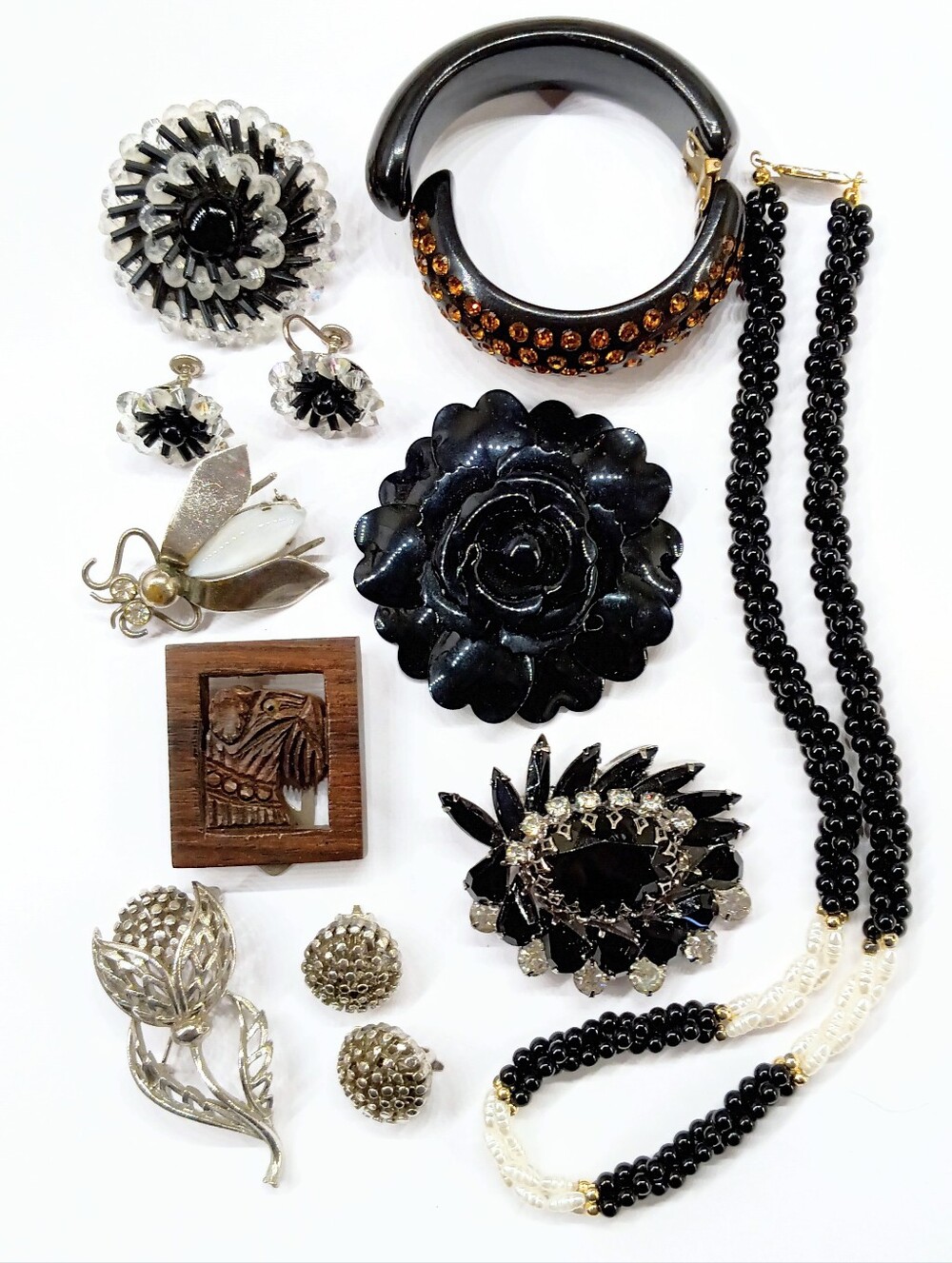 Vintage Jewelry Lot Clamper Rhinestone  Pin Enamel Fur Clip ++ Read Details